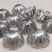 10 Vintage Silver Plated Fancy Metal Bead Caps - Sea Beads