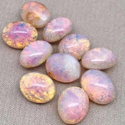 10 Vintage Fire Opal Oval Glass Stones - Sea Beads