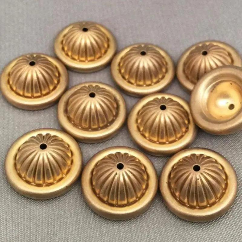 10 Vintage Gold Acrylic Metal Coated Bead Caps - Sea Beads