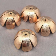 10 Vintage Gold Plated Brushed Rose Metal Bead Caps - Sea Beads