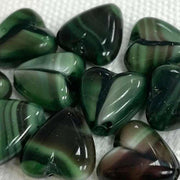 10 Vintage Green Black Japan Heart Glass Beads - Sea Beads