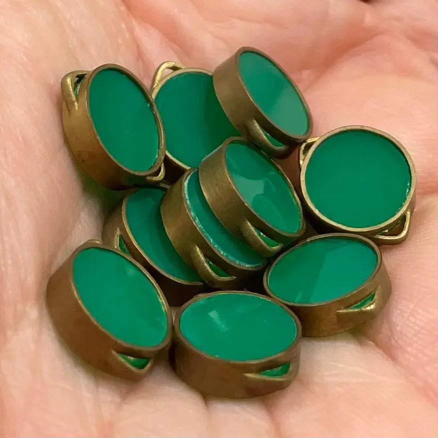 10 Vintage Green Brass Connectors - Sea Beads