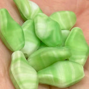 10 Vintage Green German Striped Diamond Twist Glass Beads - Sea Beads