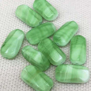 10 Vintage Green German Striped Glass Beads - Sea Beads