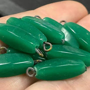 10 Vintage Green Japan Glass Charms - Sea Beads
