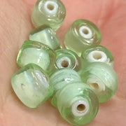 10 Vintage Green Sea Foam Rocaille Glass Beads - Sea Beads