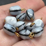 10 Vintage Grey Givre German Glass Charms - Sea Beads