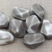 10 Vintage Grey White Givre German Glass Beads - Sea Beads