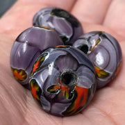 10 Vintage Handmade Amethyst Millefiori Glass Beads - Sea Beads