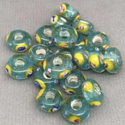 10 Vintage Handmade Aqua African Ring Glass Beads - Sea Beads