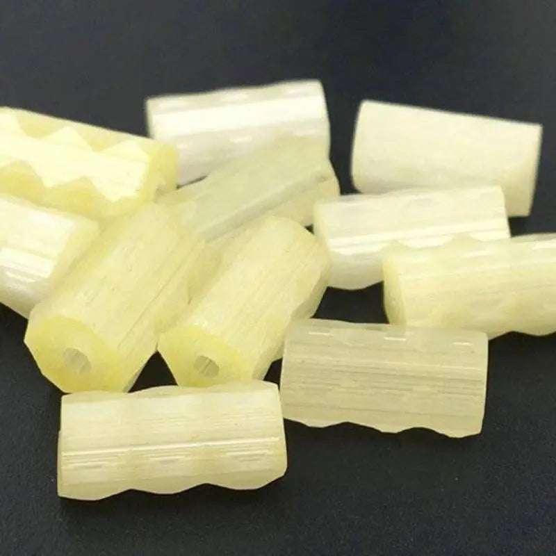 10 Vintage Handmade Carved Jonquil Satin Glass Beads - Sea Beads