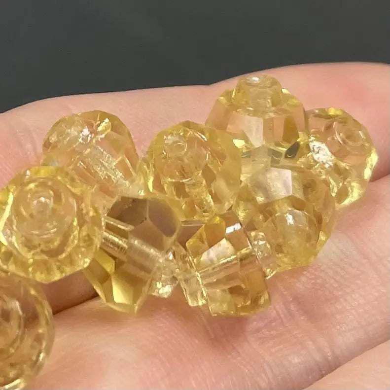10 Vintage Handmade Faceted Yellow Glass Beads - Sea Beads