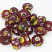 10 Vintage Handmade Maroon Red African Ring Glass Beads - Sea Beads