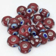 10 Vintage Handmade Maroon Red African Ring Glass Beads - Sea Beads