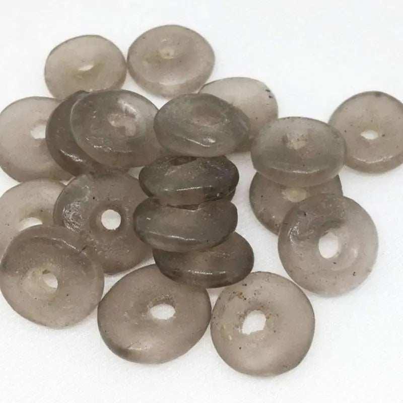 10 Vintage Handmade Old Brown African Glass Beads - Sea Beads