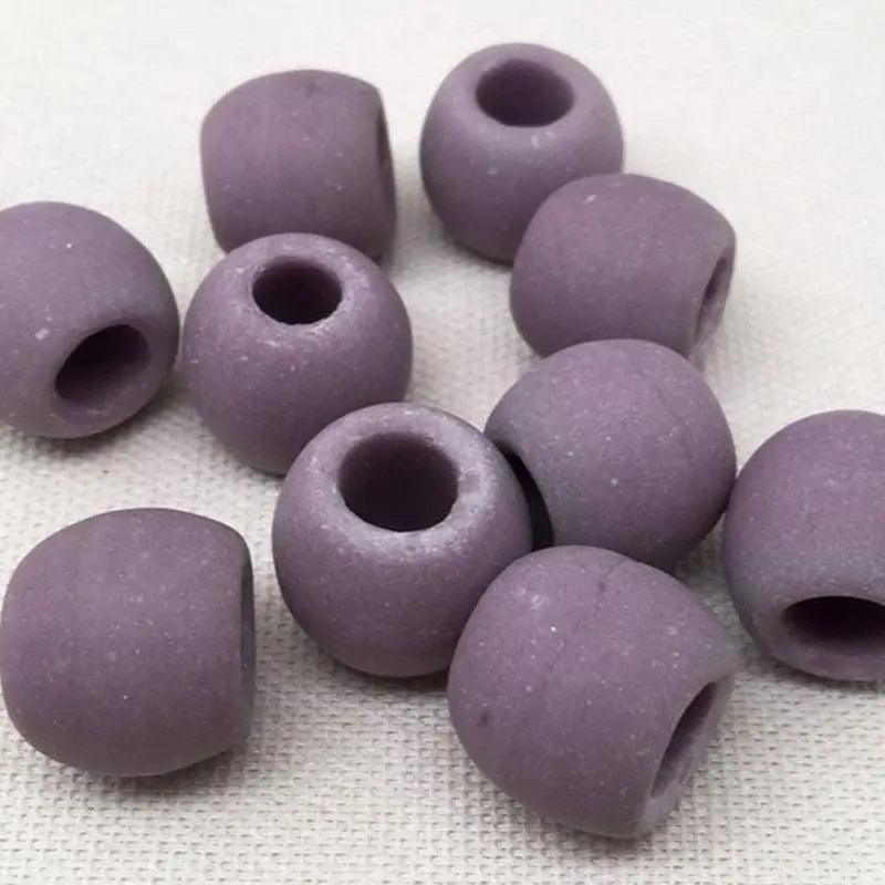 10 Vintage Handmade Purple Glass Beads Large Hole - Sea Beads