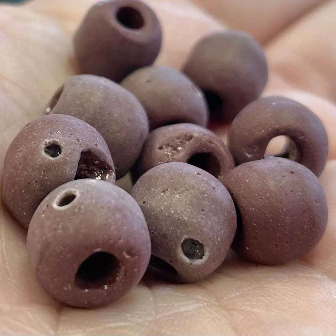 10 Vintage Handmade Reddish Brown Glass Beads 10mm - Sea Beads