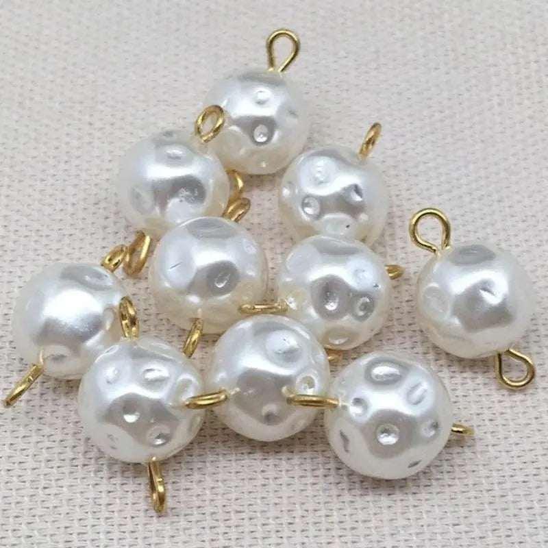 10 Vintage Ivory Haskell Lucite Japan Pearl Connector Beads - Sea Beads