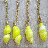 10 Vintage Yellow Japan Oval Twist Glass Charms #3237 - Sea Beads