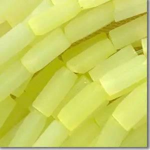 10 Vintage Jonquil Yellow Satin Tube Glass Beads #2875 - Sea Beads