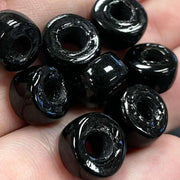 10 Vintage Black Large Pony Glass Beads - Sea Beads