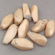 10 Vintage Matte Beige Mottled Gray Japan Glass Beads - Sea Beads