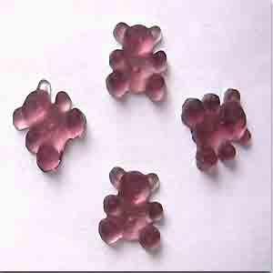 10 Vintage Matte Purple Teddy Bear Glass Cabochons #9042 - Sea Beads