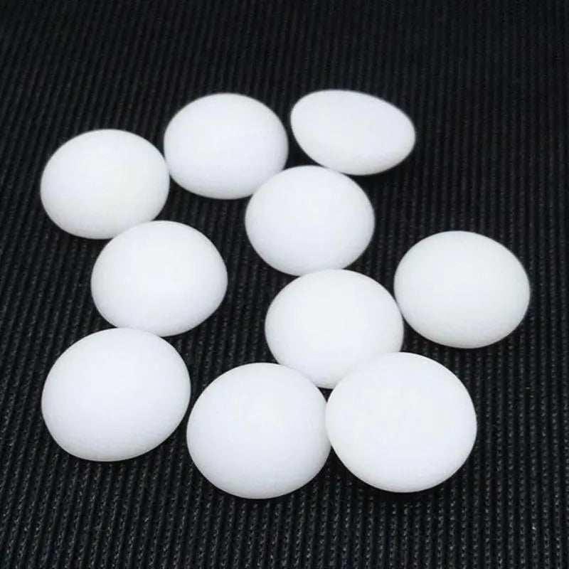 10 Vintage White Domed Matte Glass Cabochons - Sea Beads