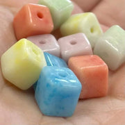 10 Vintage Mixed Czech Bohemian Pastel Cube Glass Beads - Sea Beads