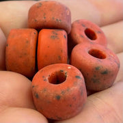 10 Vintage Mottled Orange Large Hole Glass Beads - Sea Beads