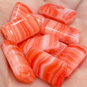 10 Vintage Orange German Striped Rectangle Glass Beads - Sea Beads