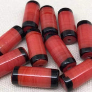 10 Vintage Orange Red Glass Beads - Sea Beads