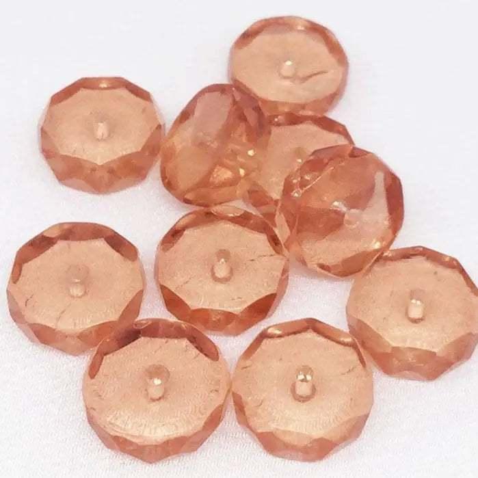 10 Vintage Peach Pink Czech Heishi Rondelle Glass Beads - Sea Beads