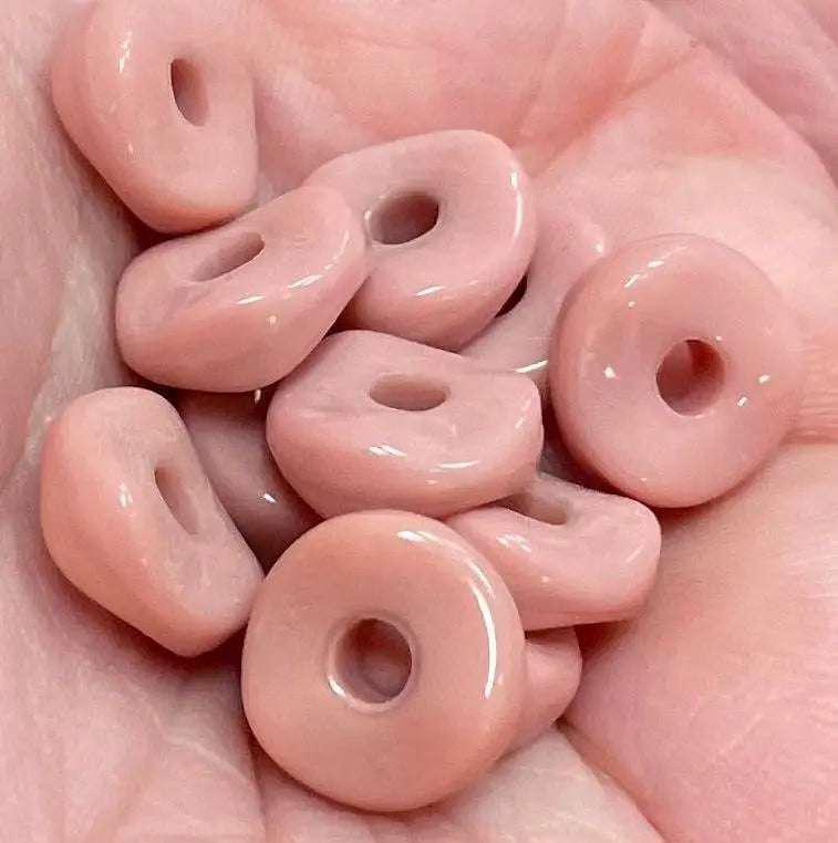 10 Vintage Pink Mauve Baroque Disc Glass Beads - Sea Beads