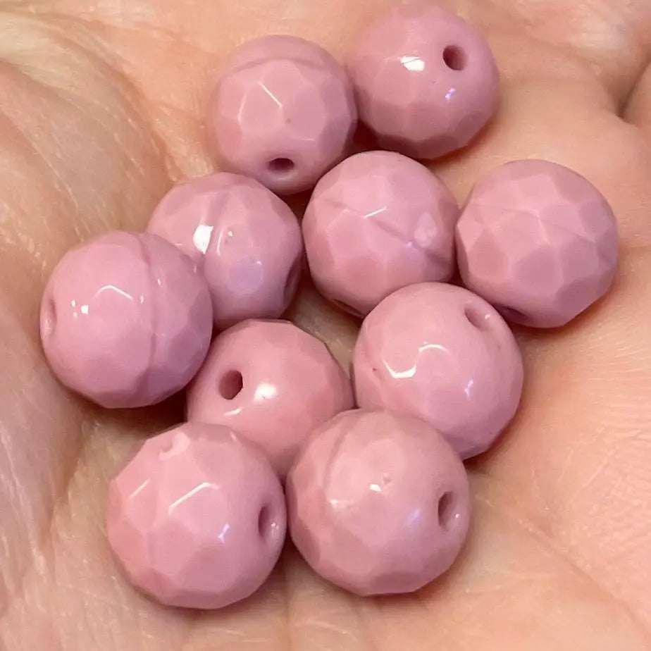 10 Vintage Pink Mauve German Faceted Glass Beads - Sea Beads
