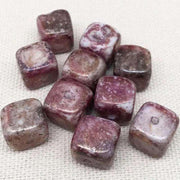 10 Vintage Pink Picasso Austrian Cube Glass Beads - Sea Beads