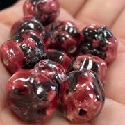 10 Vintage Pink Porcelain Oval Beads - Sea Beads