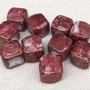 10 Vintage Pinkish Red Picasso Austrian Cube Glass Beads - Sea Beads