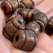 10 Vintage Plated Copper Acrylic Barrel Beads - Sea Beads