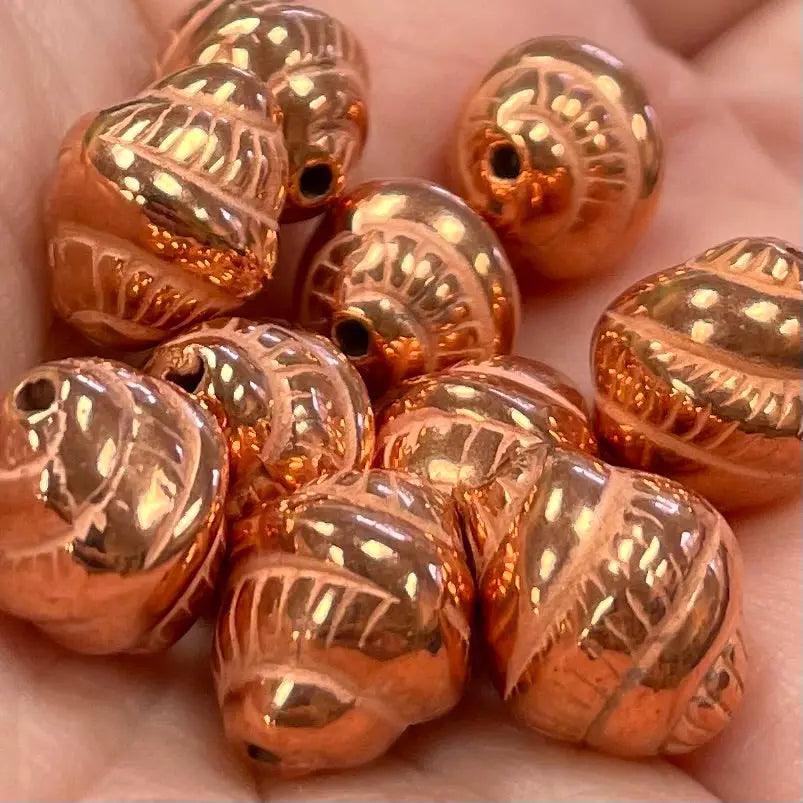 10 Vintage Plated Copper Lucite German Oval Beads #9083 - Sea Beads