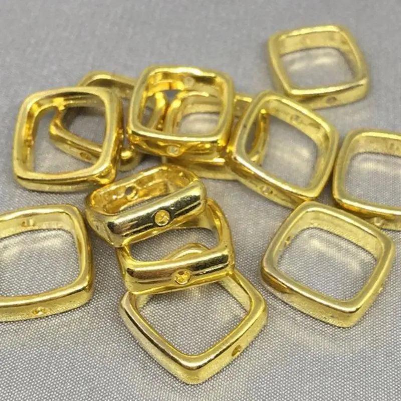 10 Vintage Plated Square Metal Bead Frames - Sea Beads