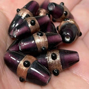 10 Vintage Purple Amethyst Aventurine Oval Glass Beads - Sea Beads
