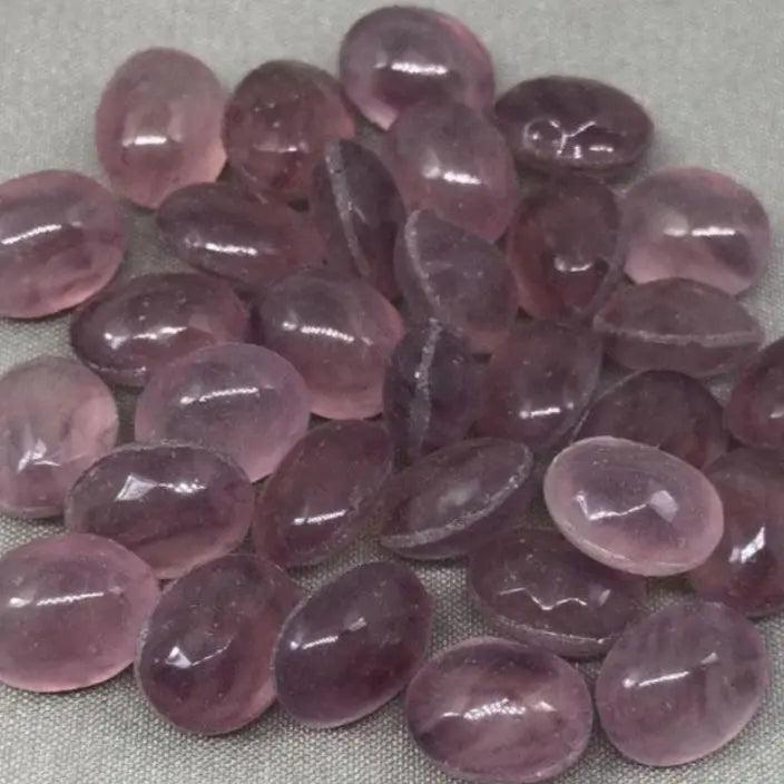 10 Vintage Purple Amethyst Light Oval Glass Stones - Sea Beads