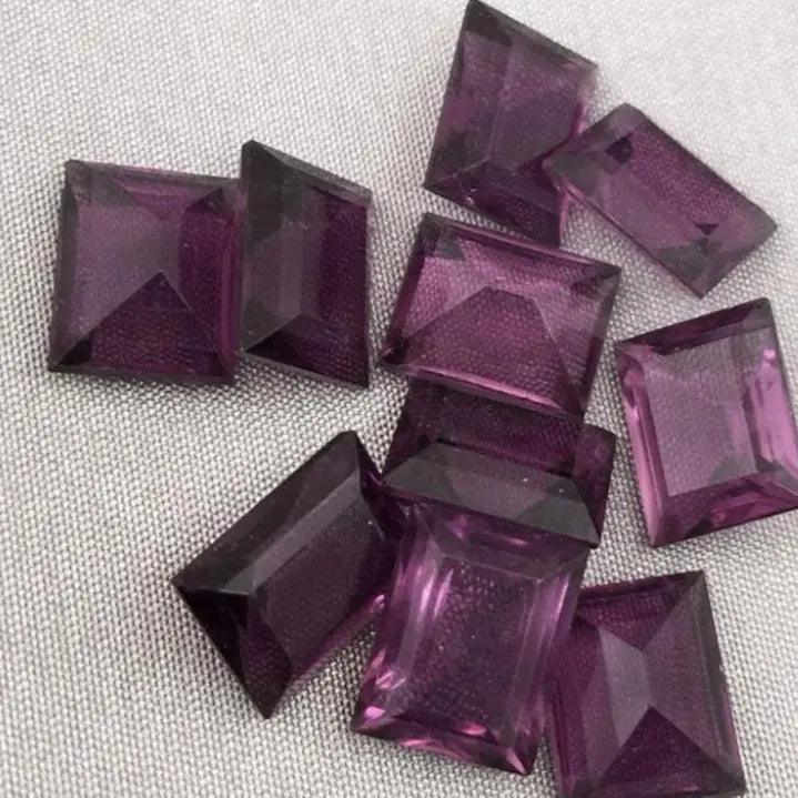10 Vintage Purple Amethyst Rectangle Glass Stones - Sea Beads