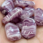 10 Vintage Purple Amethyst Striped Oval Glass Beads - Sea Beads