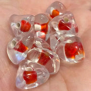 10 Vintage Red Clear Triangle Glass Beads - Sea Beads