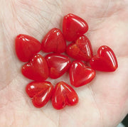 10 Vintage Red Japan Heart Glass Beads - Sea Beads