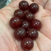 10 Vintage Carnelian Dark Round Glass Beads - Sea Beads