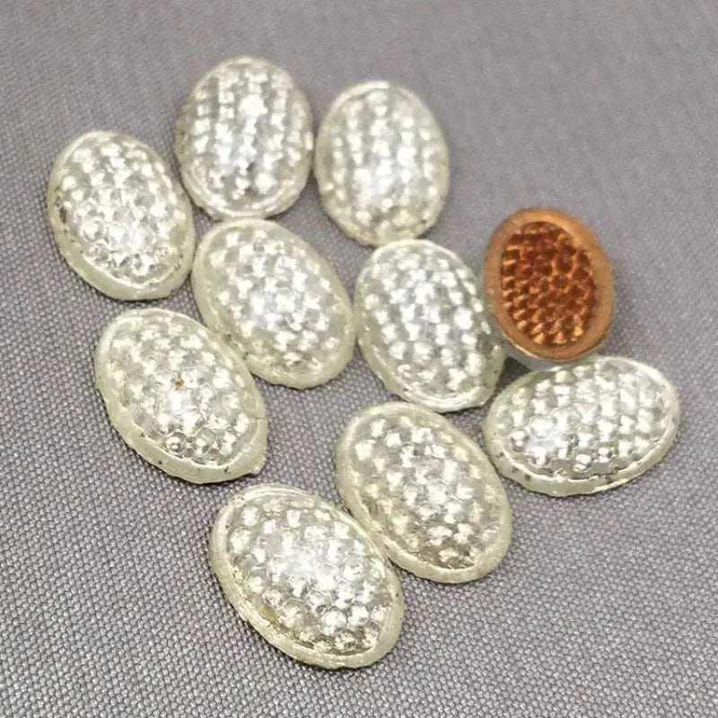 10 Vintage Silver Clear Czech Reflector Glass Stones - Sea Beads