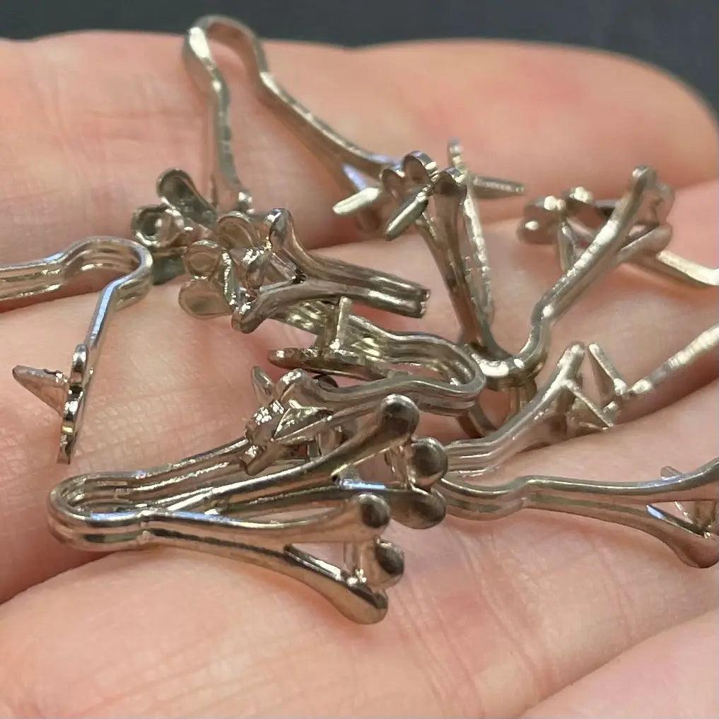 10 Vintage Silver Plated Pinch Bails - Sea Beads